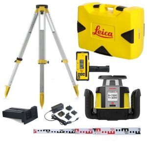 Leica Rugby CLH Horizontal Li-Ion Rotary Laser Kit + Rod Eye 160 Receiver Tripod & Staff